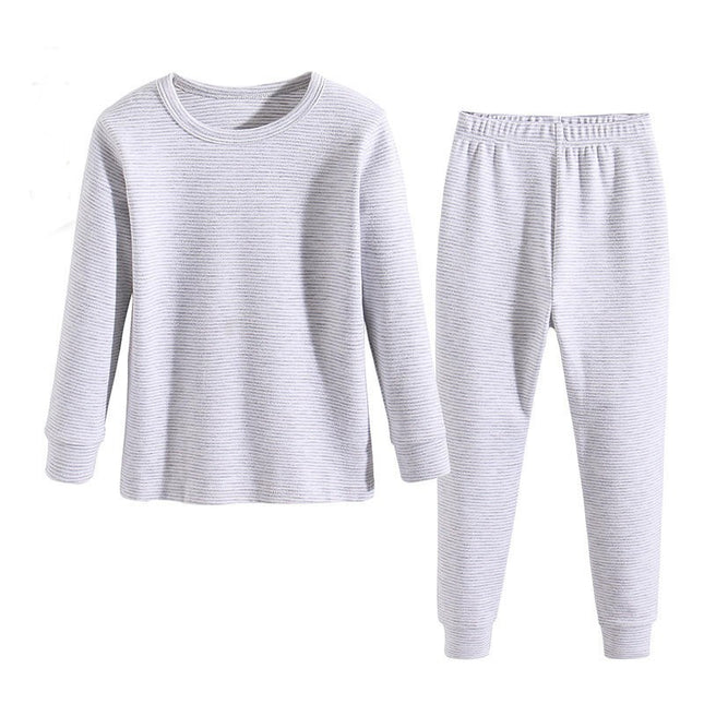 Children's Colored Cotton Pajama Set-Autumn Boys and Girls Long Sleeve Long Pants Set Baby Home Clothes