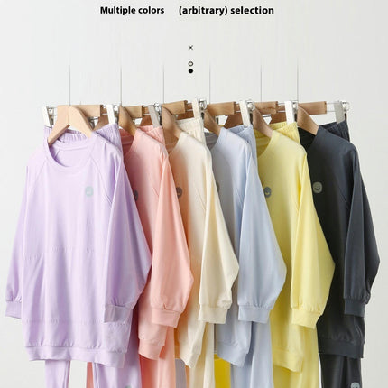 Children's Long-Sleeved Home Wear Set - Loose Pajamas for Middle and Large Children 2-Piece Set
