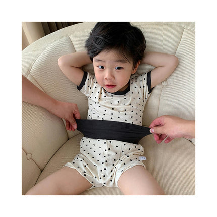 Boys Imitation Ice Silk Short Sleeve Shorts Pajamas Set Infant Baby Home Clothes 2-piece Set