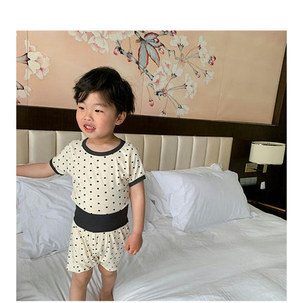 Boys Imitation Ice Silk Short Sleeve Shorts Pajamas Set Infant Baby Home Clothes 2-piece Set