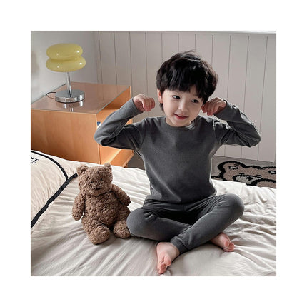 Boys Autumn and Winter Thermal Underwear Set Striped Casual Comfortable 2-Piece Set