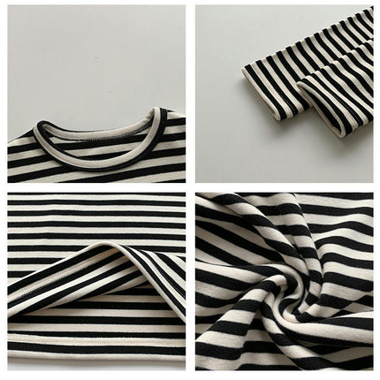 Boys Autumn and Winter Thermal Underwear Set Striped Casual Comfortable 2-Piece Set