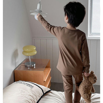 Boys Autumn and Winter Thermal Underwear Set Striped Casual Comfortable 2-Piece Set