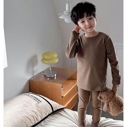 Boys Autumn and Winter Thermal Underwear Set Striped Casual Comfortable 2-Piece Set