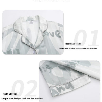 Children's Imitation Ice Silk Pajamas 3-piece Set - Summer Boys Short-sleeved Shorts and Pants Set