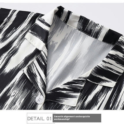 Boys' Pajamas 3-piece Set - Imitation Ice Silk Short-sleeved Shorts and Long Pants Home Clothes Set