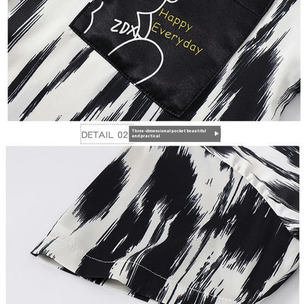 Boys' Pajamas 3-piece Set - Imitation Ice Silk Short-sleeved Shorts and Long Pants Home Clothes Set
