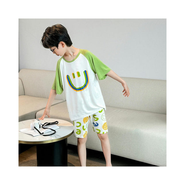 Boys' Pajama Set Short Sleeve Shorts Boys and Girls' Home Clothes 2-piece Set