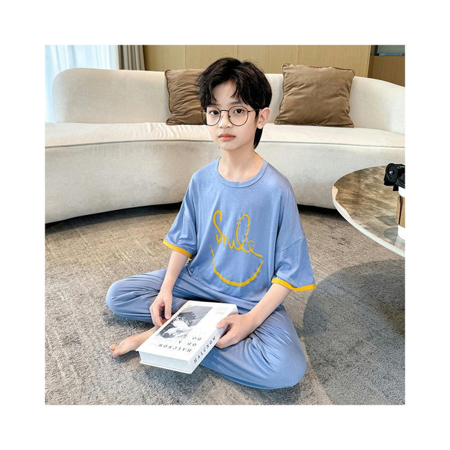 Boys' Summer Pajamas 2-piece Set Modal Short-sleeved Pants Home Clothes Set