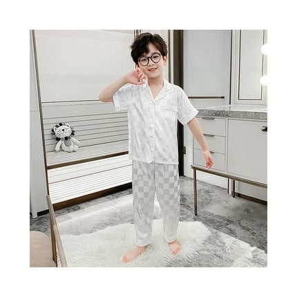 Boys' Pajamas 2-piece Set Imitation Ice Silk Short-sleeved Pants Home Clothes Set