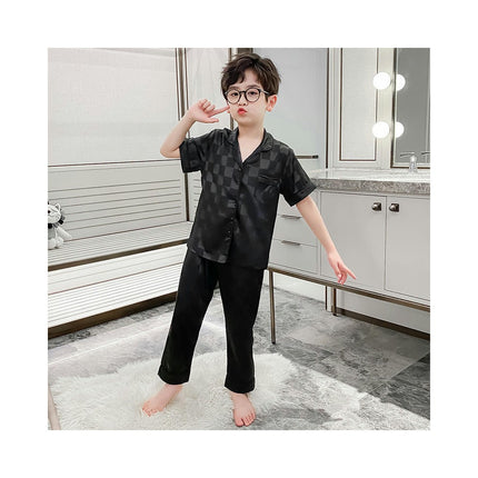 Boys' Pajamas 2-piece Set Imitation Ice Silk Short-sleeved Pants Home Clothes Set