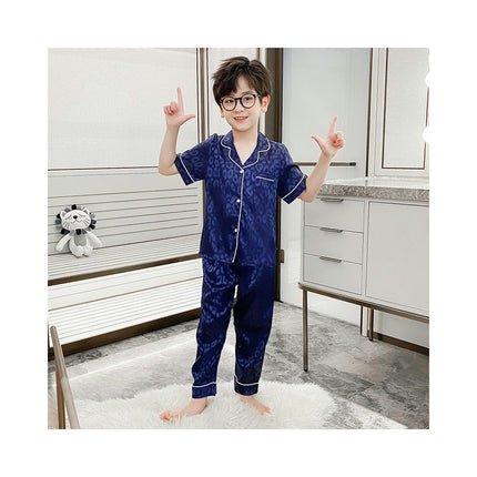 Boys' Pajamas 2-piece Set Imitation Ice Silk Short-sleeved Pants Home Clothes Set