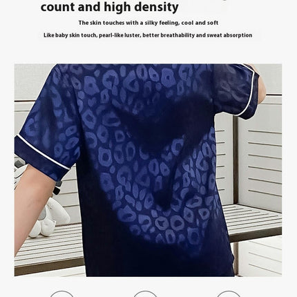 Boys' Pajamas 2-piece Set Imitation Ice Silk Short-sleeved Pants Home Clothes Set
