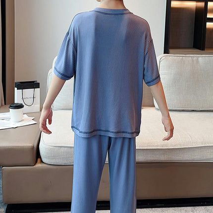 Medium and Large Boys' Pajamas 2-Piece Set Modal Home Clothes Round Neck Loose Pajamas Set