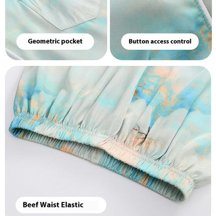 2-Piece Pajamas for Middle and Large Boys Imitation Ice Silk Pajamas Set Button-Style Pajamas