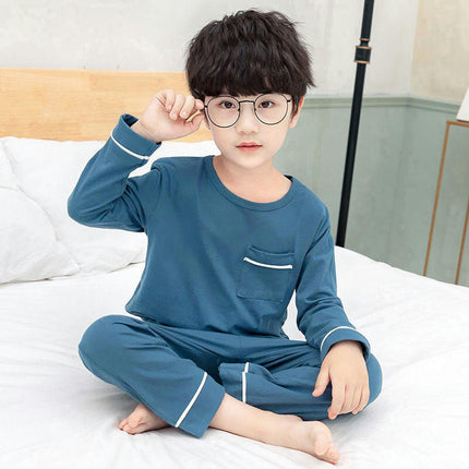 Children's Pajamas-Spring and Autumn Long Sleeve Unisex Middle and Large Children's Home Clothes Set