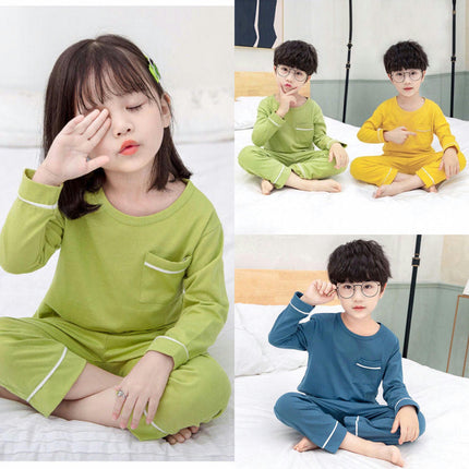 Children's Pajamas-Spring and Autumn Long Sleeve Unisex Middle and Large Children's Home Clothes Set