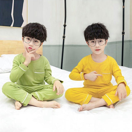 Children's Pajamas-Spring and Autumn Long Sleeve Unisex Middle and Large Children's Home Clothes Set