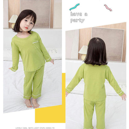 Children's Pajamas-Spring and Autumn Long Sleeve Unisex Middle and Large Children's Home Clothes Set