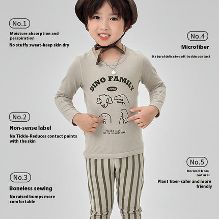 Boys' Pajamas 2-piece Set Cotton Summer Boys' Cartoon Letter Pajamas Long Sleeve Set