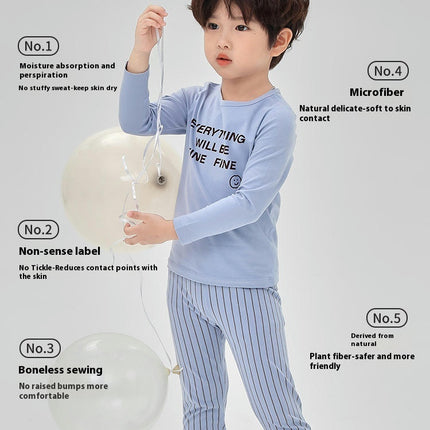 Boys Pajamas 2-piece Set Cotton Summer Boys Cartoon Print Pajamas Long Sleeve Set