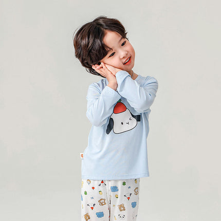 Boys' Home Clothes Set - Cute Long Sleeve Cartoon Bear Pajamas 2-Piece Set