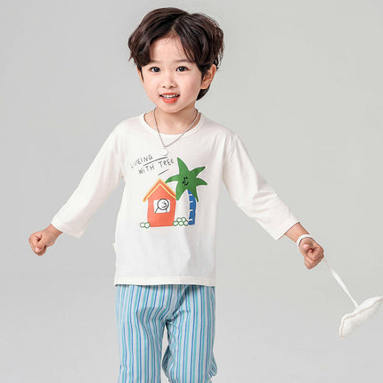 Children's Home Clothes 2-piece Set Cute Cartoon Pajamas Set Suitable for Spring and Summer