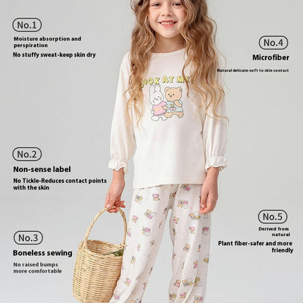 Children's Home Clothes 2-piece Set Cute Cartoon Pajamas Set Suitable for Spring and Summer 1