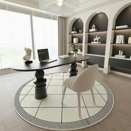 Black and White Round Area Rugs Rug-Circle Area Rug for Bedroom Rug Home Office
