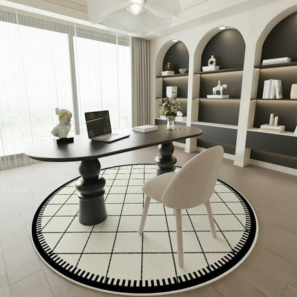 Black and White Round Area Rugs Rug-Circle Area Rug for Bedroom Rug Home Office