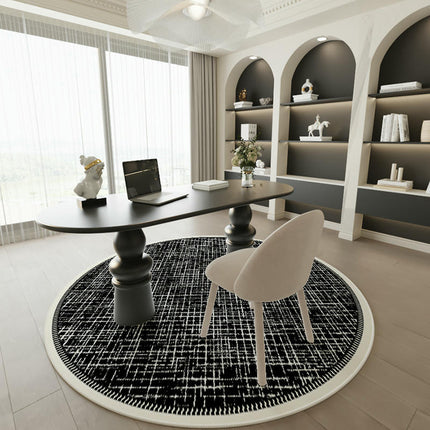 Black and White Round Area Rugs Rug-Circle Area Rug for Bedroom Rug Home Office