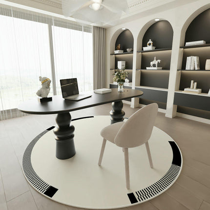 Black and White Round Area Rugs Rug-Circle Area Rug for Bedroom Rug Home Office