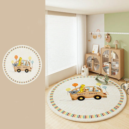 Kids Round Mat Cartoon Circle Rug Play Carpet Child Area Rug Rugs for Bedroom Living Room