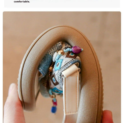Little Girls Boho Tassel Sandals Greek Stylish Sandals Open Toed Faux Leather Sandals