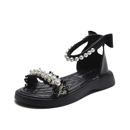 Toddler Girl Summer Roman Thick Bottom Sticky Shoelaces Faux Leather Sandals