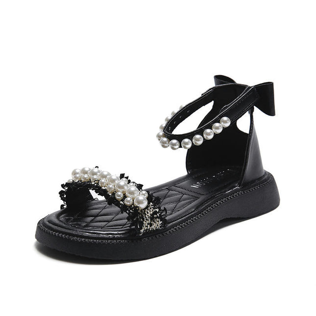 Toddler Girl Summer Roman Thick Bottom Sticky Shoelaces Faux Leather Sandals