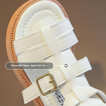 Little Girls Roman Flat Sandals Summer Fashion Faux Leather Beach Sandals