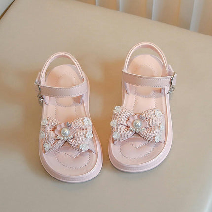 Girls Bow Sandals Little Girls Summer Faux Leather Beach Sandals