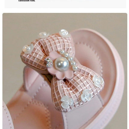 Girls Bow Sandals Little Girls Summer Faux Leather Beach Sandals