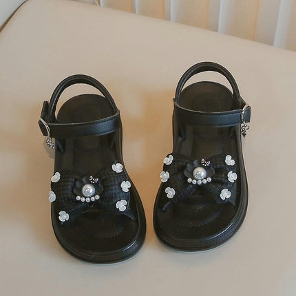 Girls Bow Sandals Little Girls Summer Faux Leather Beach Sandals