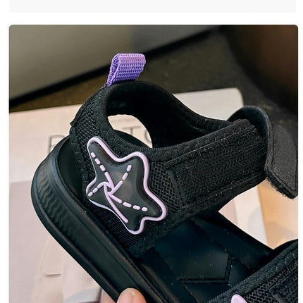 Little Girl Sandals Lightweight Open Toe Adjustable Summer Faux Leather Sandals