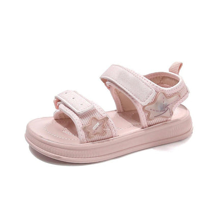 Little Girl Sandals Lightweight Open Toe Adjustable Summer Faux Leather Sandals