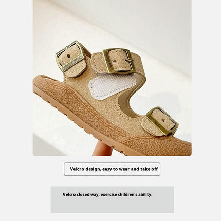 Little Girls Summer Faux Leather Sandals Non Slip Beach Shoes for Girls