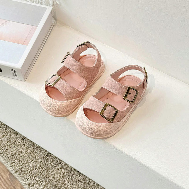 Little Girls Summer Faux Leather Sandals Non Slip Beach Shoes for Girls