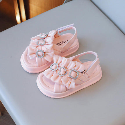Toddler Summer Sandals Bow Girls Princess Faux Leather Sandals