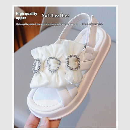 Toddler Summer Sandals Bow Girls Princess Faux Leather Sandals