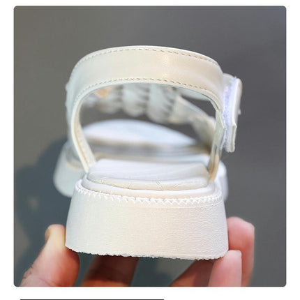Girls Faux Leather Sandals Open Toe Cute Woven Flats Summer Sandals