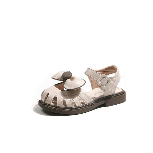 Girls Bow Sandals Closed Toe Summer Hollow Princess Faux Leather Sandals