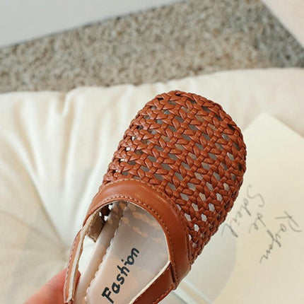 Toddler Girls Sandals Summer Beach Woven Faux Leather Sandals