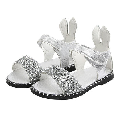 Toddler Girls Sandals Cute Rabbit Ears Open Toe Soft Soled Faux Leather Sandals